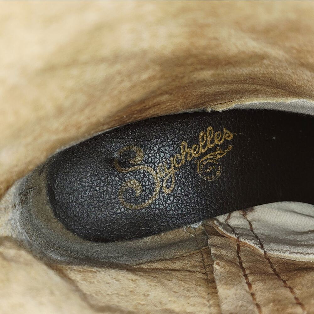 Seychelles "Give Your Heart Away" Brown Leather Neutral Tapestry Moto Boots Sz 8 - Picture 8 of 11